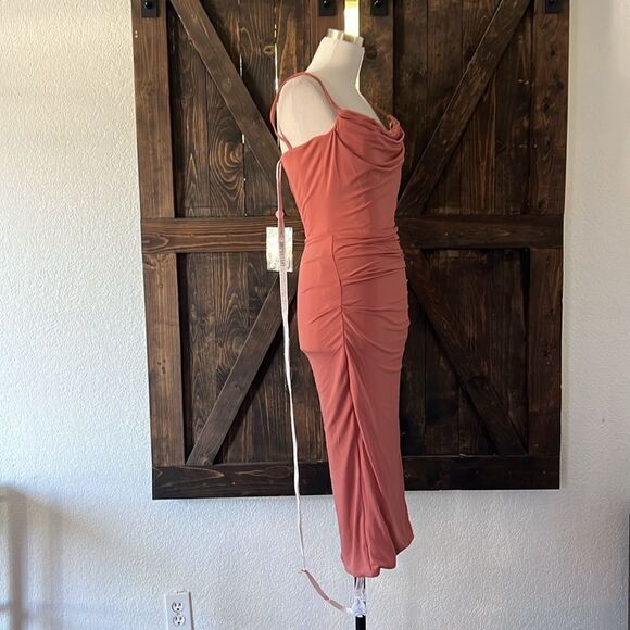 NWT HOUSE OF CB MARCIELLA ROSE DRAPED CORSET MIDI DRESS PINK - Picture 12 of 16